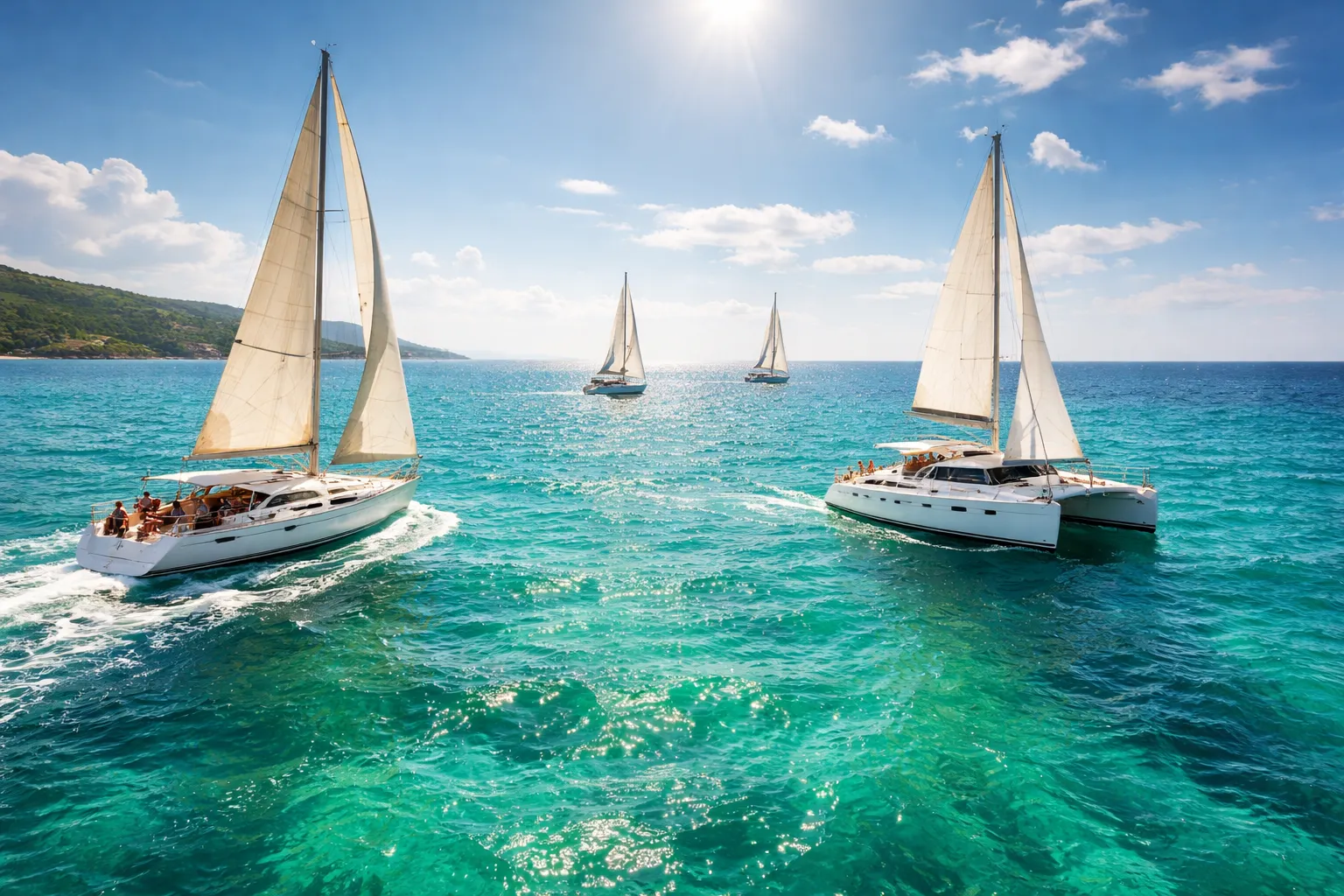 Sailing boats on turquoise water